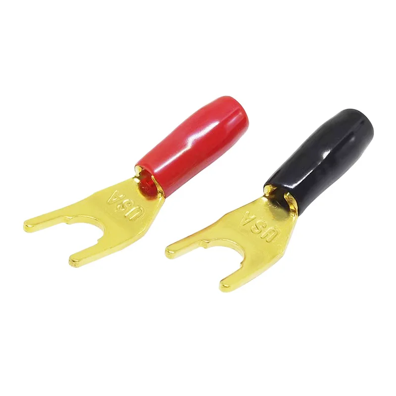 8PCS Gold Plated Y/U Shape Spade Fork Banana Plug Jack Plug Banana Plug Solderless Speaker Cable Power Terminal Connector