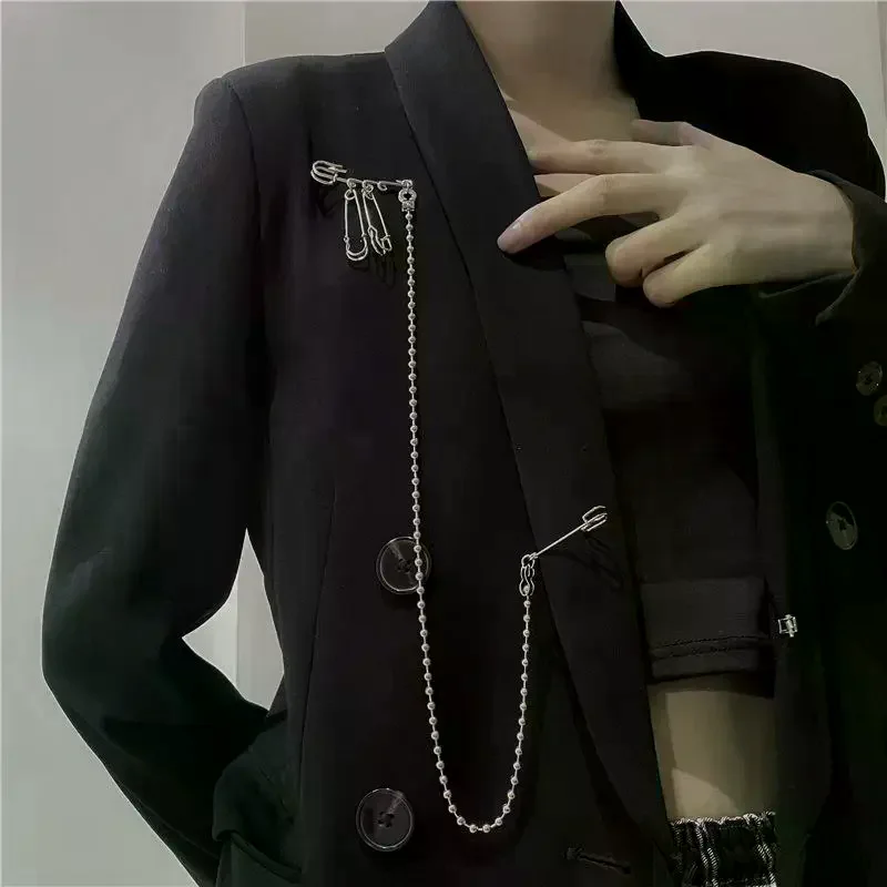 Metal Tassel Pin Chain Brooch For Women Men Suit Shirt Lapel Pin Clothing Accessories Jewelry Gift