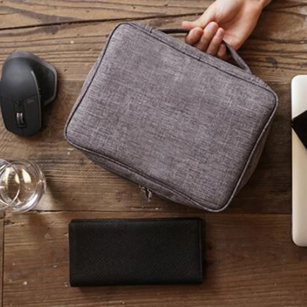 

Waterproof Travel Storage Bag for Data Cables Power Banks Earphones Portable Hard Drives Grey Durable Lightweight Electronics