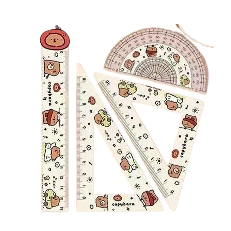 

Creative Capybara Capibara cartoon orange acrylic high appearance level student cute triangle board ruler set