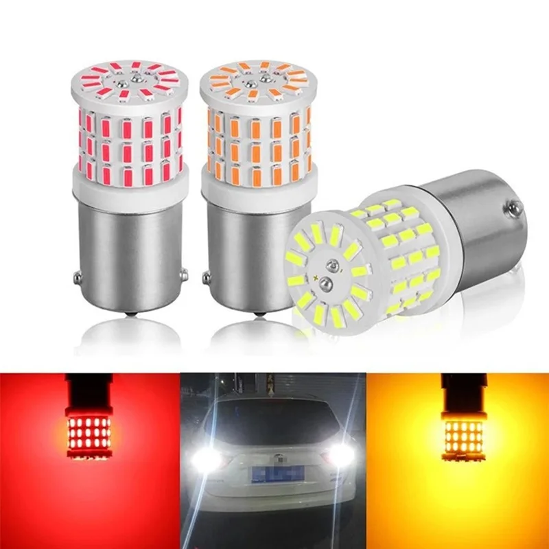 1pcs PY21W Error Free 1156 LED P21W BA15S 1157 LED BAY15D S25 57SMD 3014 Auto Led Bulbs Turn Signal LED Bulb Light Car lights