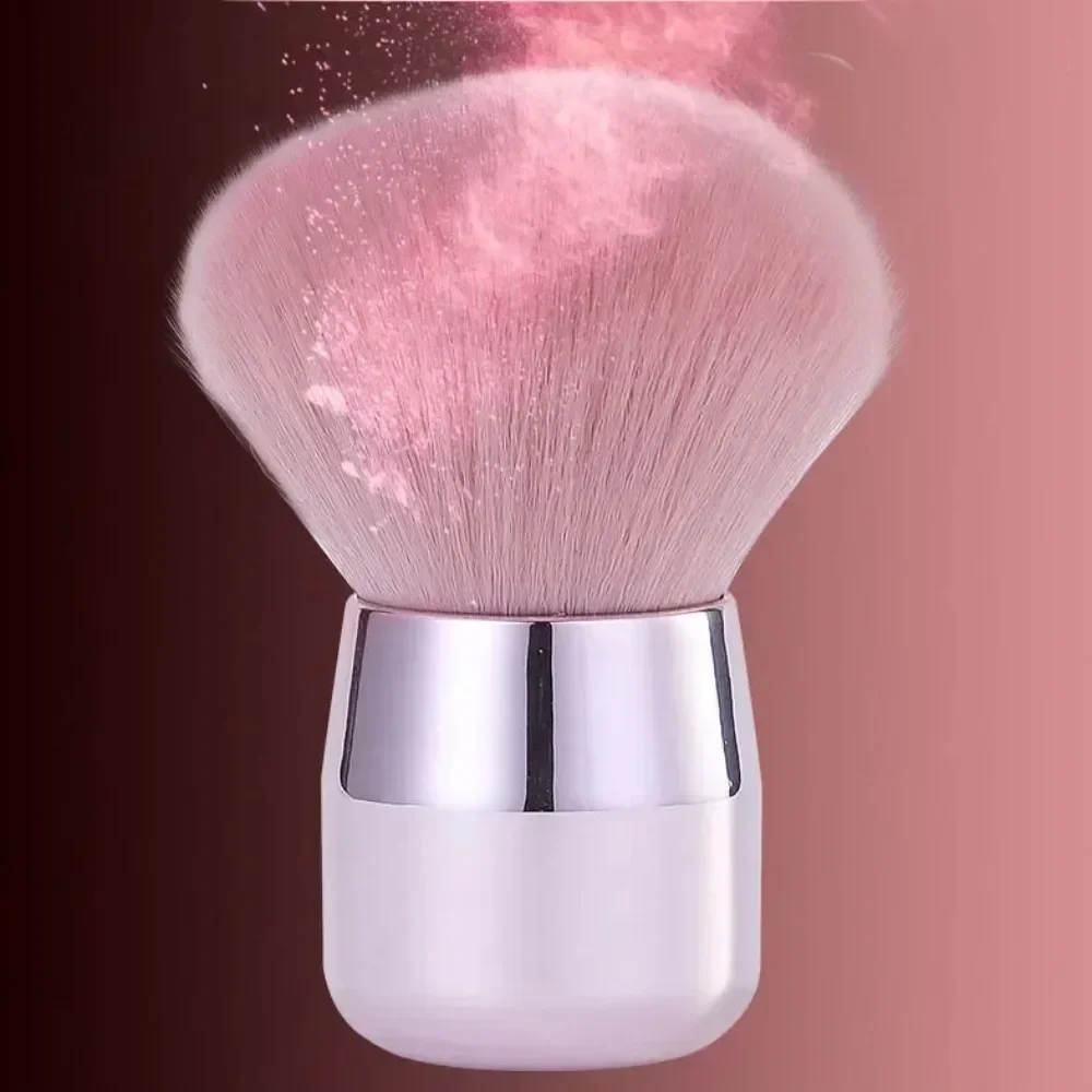 1pc Large Soft Blusher Brush Pink Hair Mushroom Powder Makeup Brush Portable Aluminum Short Handle Beauty Make Up Tools Brochas