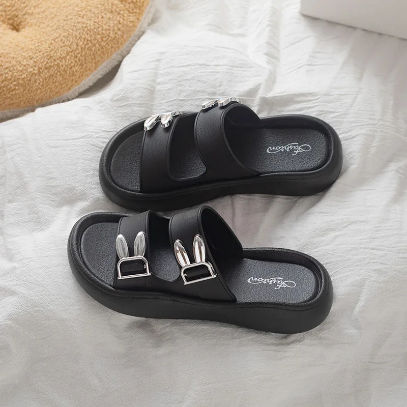 

Новые женские сандалии для улицы, модные, универсальные, пляжные сандалии на толстой подошве, цельные шлепанцы.