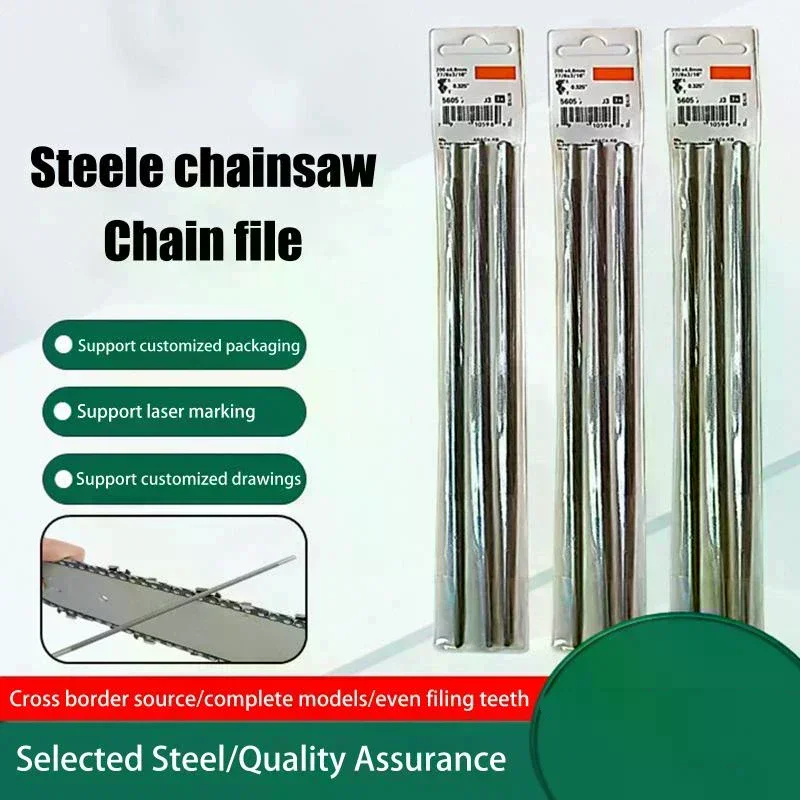 3Pcs Premium 4.0/4.8/5.5mm Chainsaw Sharpener File Chainsaw Sharpener File Versatile Application For Chainsaws Power Tools
