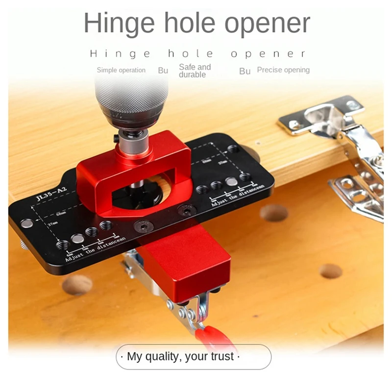 ABJI-Woodworking 35MM Hinge Hole Opener Cabinet Door Aircraft Hinge Positioner Auxiliary Tool Hole Distance Adjustable
