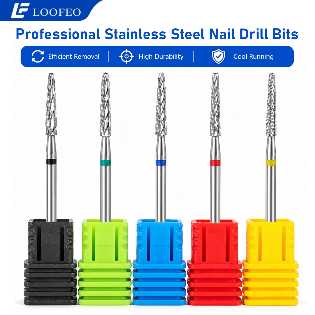 1pc Tapered Stainless Steel Nail Drill Bit Milling Cutter for Acrylic Gel Removal Burr Cuticle For Manicure Pedicure E-File Bits