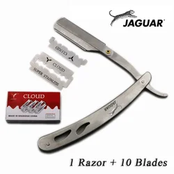 1set Men Straight Barber Edge Steel Razors Folding Shaving Knife Hair Removal Tools With 10pcs Blades