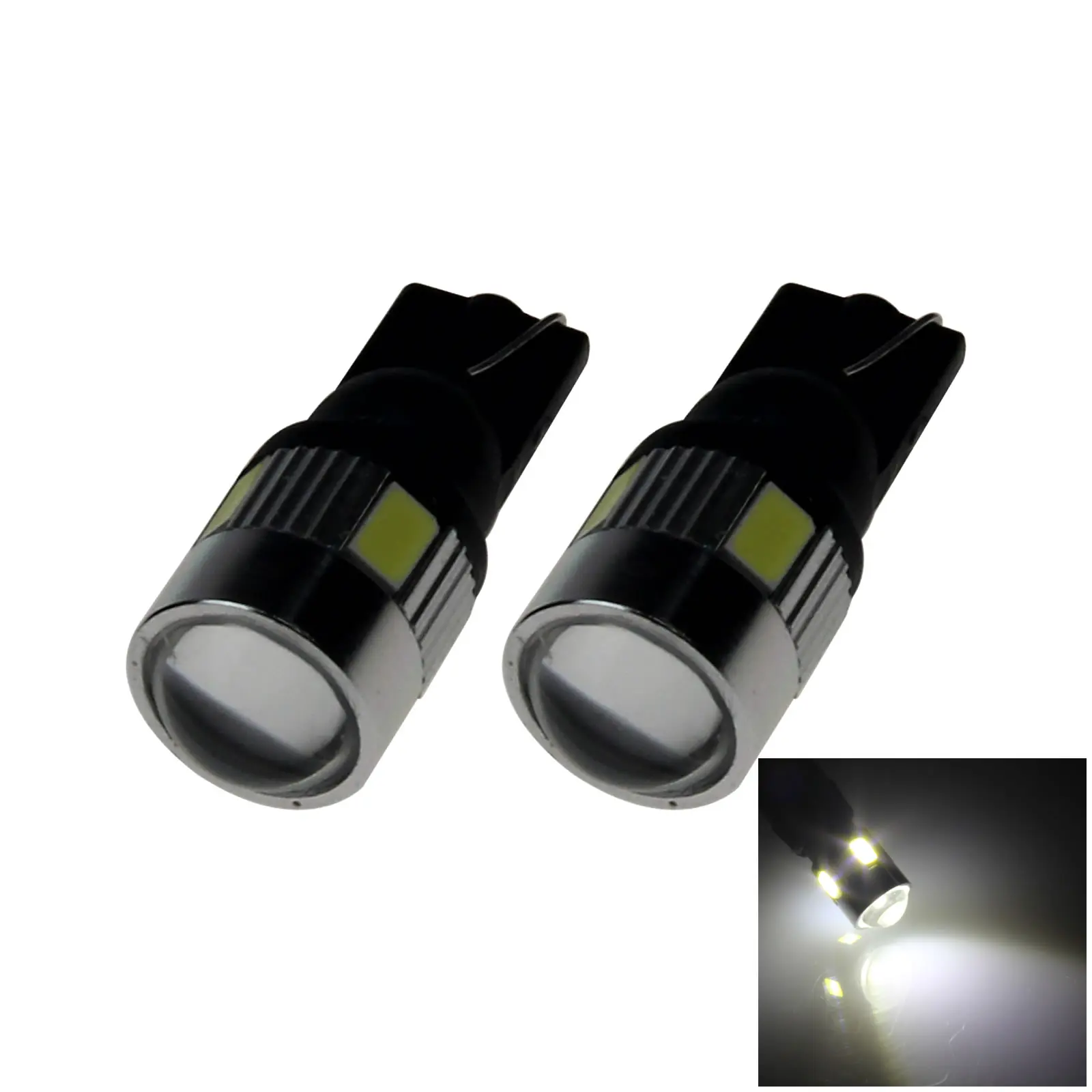 2x White Car T10 W5W Side Light Lamp Marker Lamp 5 Emitters 4x 5630 SMD + 1x CLED LED 657 1250 1251 Z20426