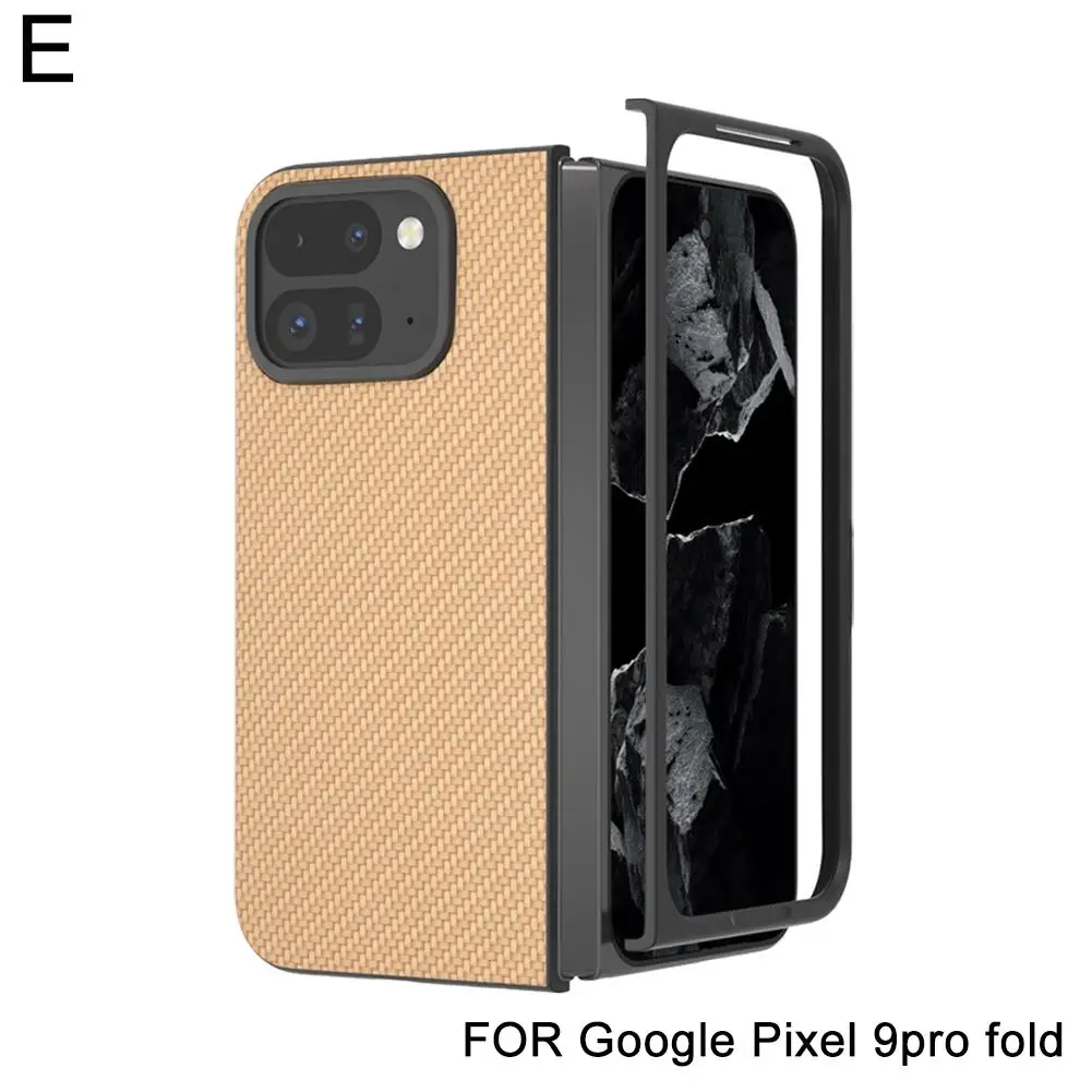 For Google Pixel 9 Pro Fold Case Carbon Fiber Leather Fall Protection Case For the phone Drop-proof Anti-Scratch Protection R2Q8