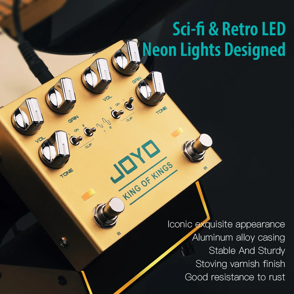 JOYO R-20 オーバードライブギターペダルデュアルチャンネルギターエフェクター 9V 電源独立クリッピングギターアクセサリー