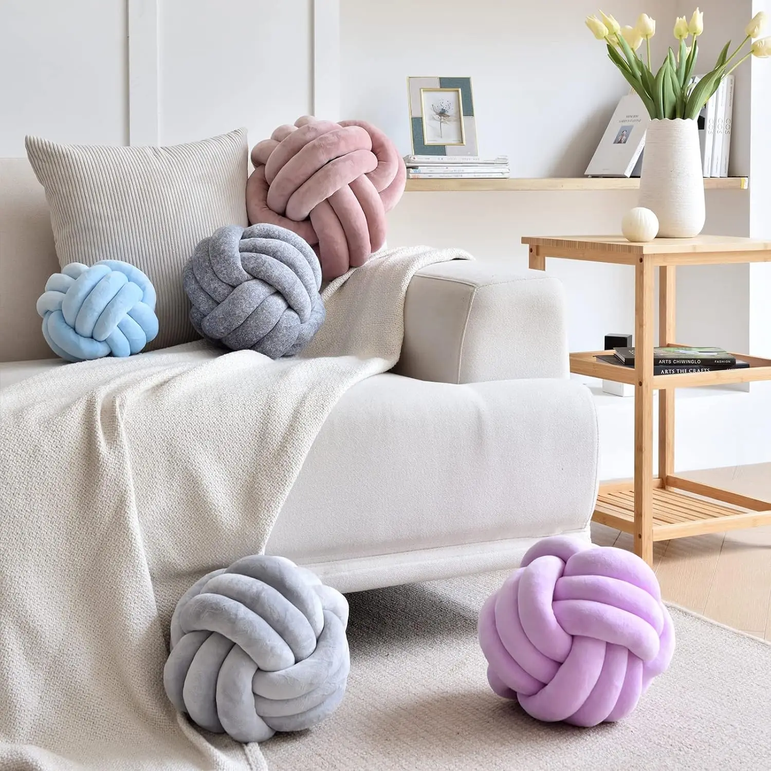Handmade Lilac Round Ball Pillows Velvet Throw Pillows Accent Pumpkin Throw Pillows Boho Christmas Green Chair Cozy Gift Cushion