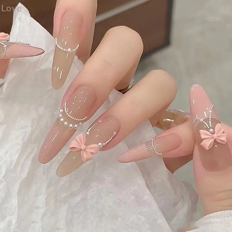 [L&P] 100個入りミックスクリームスタイルリボンネイルチャーム3Dオーロラボウフラットバックジェムパーツネイルアートマニキュアデコレーション