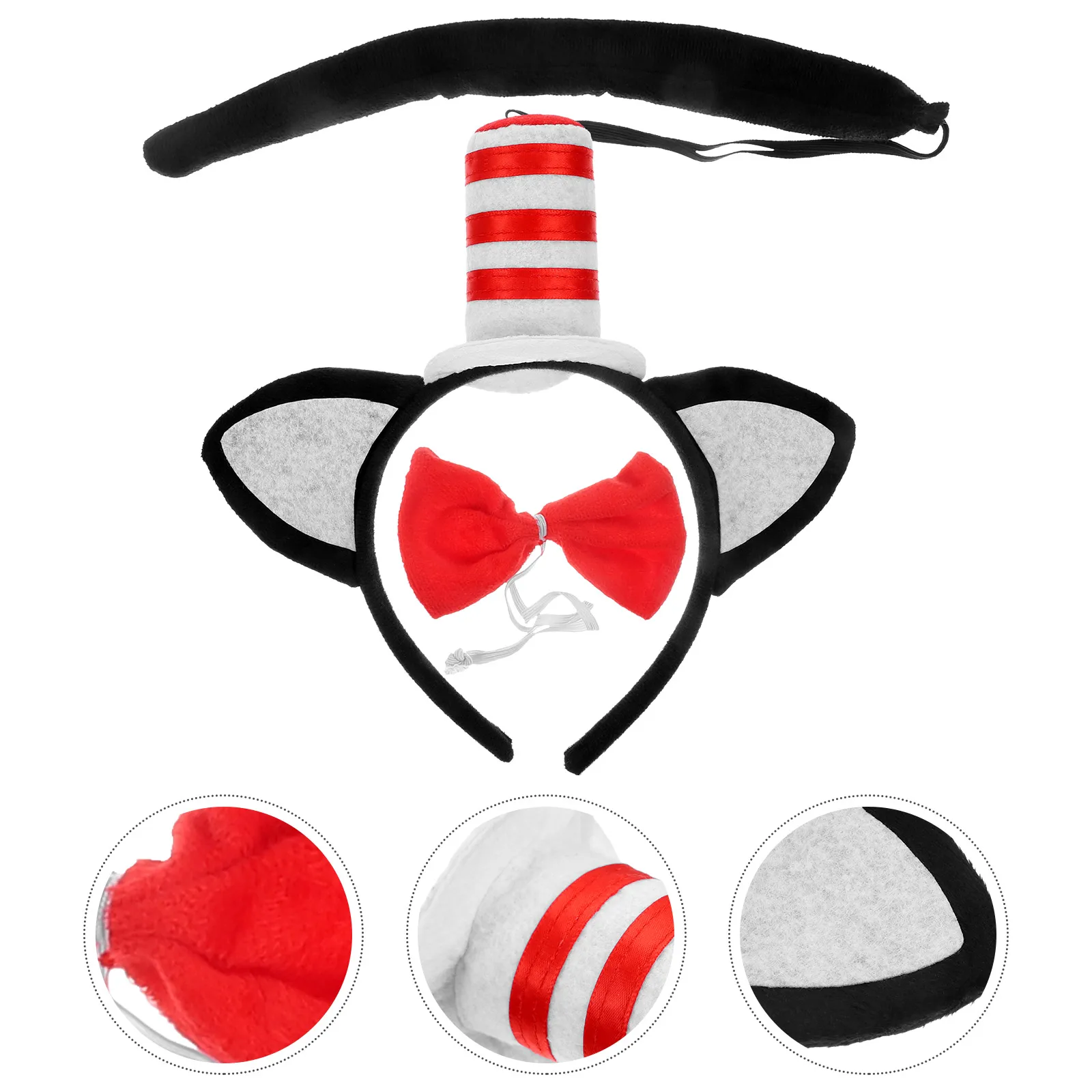 

1Set Black Cat Headband Set Supple Cosplay Party Props Cat Ears Tail Bowtie Costume Accessories Party Headband