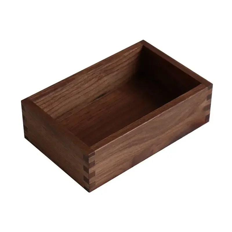 Black Walnut Wood Storage Box Hand Carved Bedroom Jewelry Organizer Modern Desktop Cosmetic Container European Home Decoration