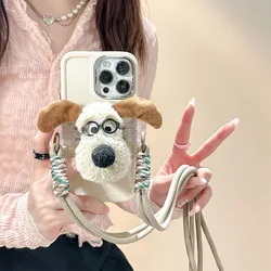 Japan and South Korea Instagram Style Phone Back Clip Adjustable Crossbody Strap Cartoon Doll Plush Bow Dog Neck Mobile Phones