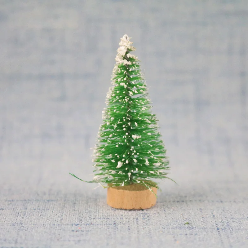 12pcs Small Pine Snow Frost Sisal Mini Christmas Tree Decor Tabletop Cute Beautiful Christmas Decorative Present Ornaments