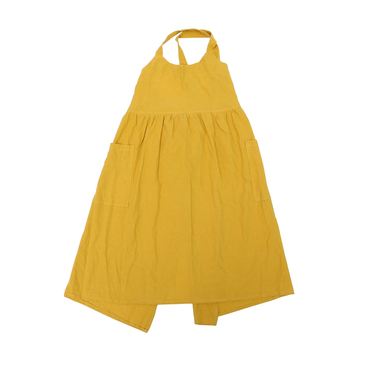 

Apron Cotton Linen for Home Literature and Art Flower Shop Hangning Neck Yellow Kitchen