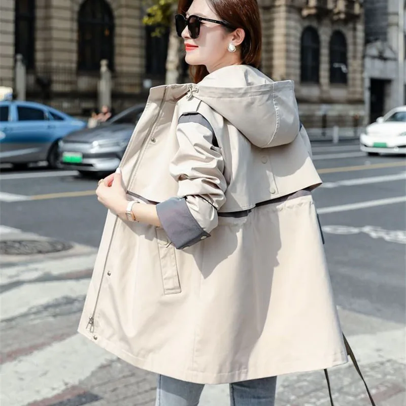 2024 New Spring Autumn Trench Coat Women Fashion Korean Fashion Loose Mid Long Ladies Appear Thin Windbreaker Female Outerwear