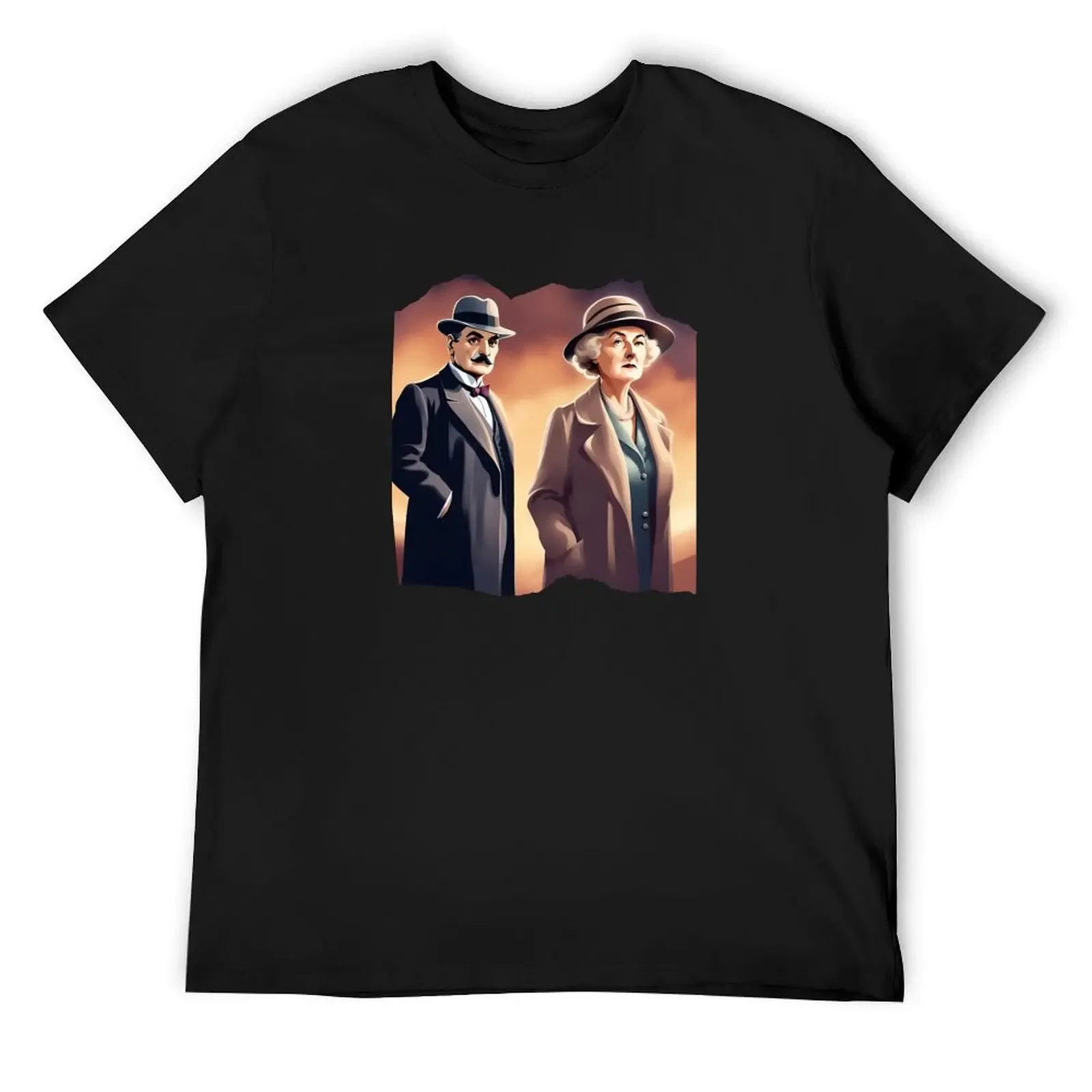 

Poirot Miss Marple together Agatha Christie T-Shirt plus sizes aesthetic clothes fruit of the loom mens t shirts