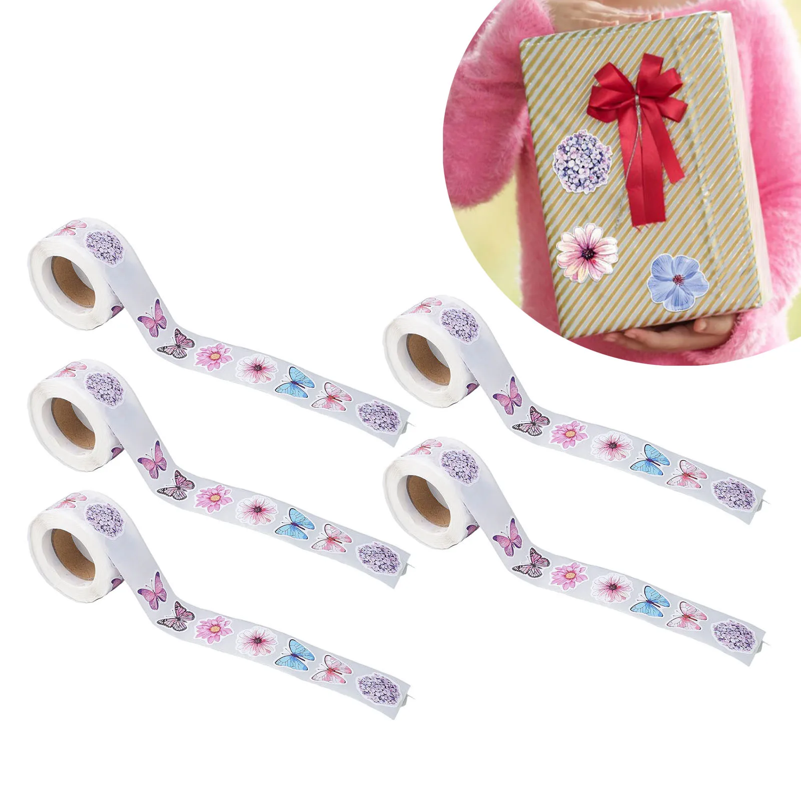 

5 Rolls Flower Stickers Kids Adults Cute 8 Styles 1in Small Spring Floral Sticker Roll Classroom Rewards Scrapbooking Crafts Env