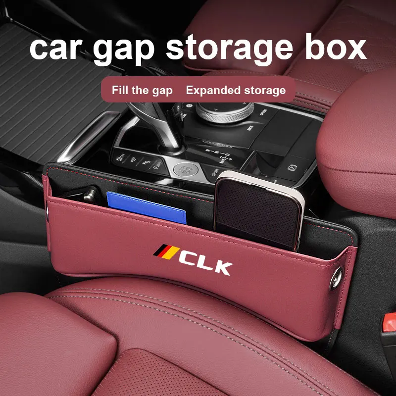 Leather Car Seat Gap Filler Pockets Multifunction Storage Box Gap Filler Seat Organiser with logo For Mercedes Benz CLK Car