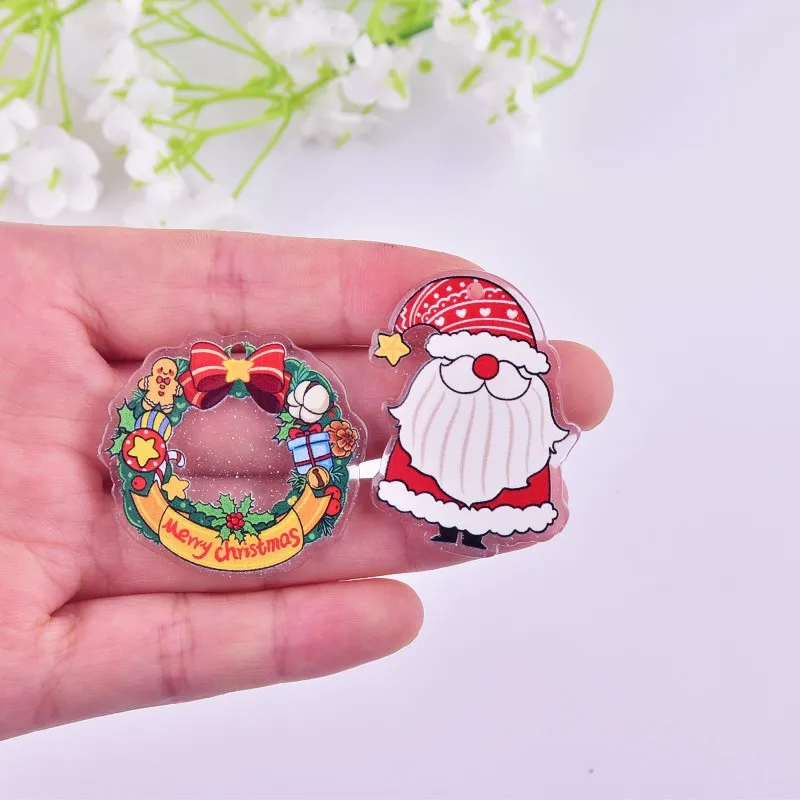 Mix 12pcs 10pcs/pack Fashion Christmas Xmas Sock Sled Acrylic Charms for Earring Necklace Jewelry DIY Making