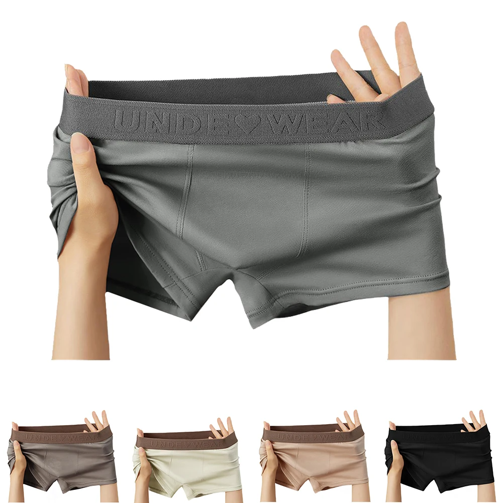 

Men\\'s Breathable Solid Color Boxer Briefs Underwear with Pouch Cotton Spandex Blend for Comfortable Daily Wear