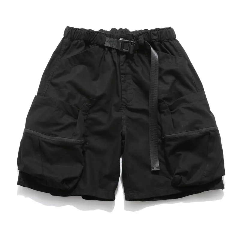 summer outdoor functional multi pocket retro workwear shorts for men, Japanese fashion brand loose straight leg casual pants