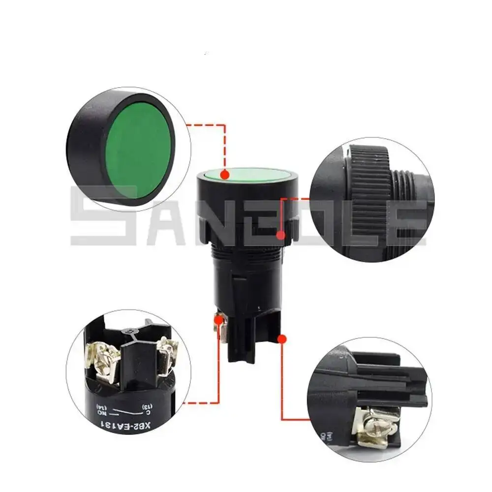 Picture 4: 10pcs Plastic Push Button Switch 22mm 10A Reset Momentary Screws Terminal Flat Round NO/NC XB2-EA142 XB2-EA131 XB2-EA121