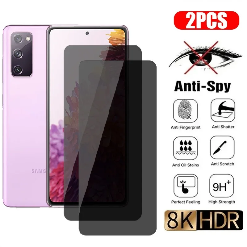 2 шт., антишпионское закаленное стекло для Samsung S21 S20 FE 5G A72 A52 A32 A70 A50 A40