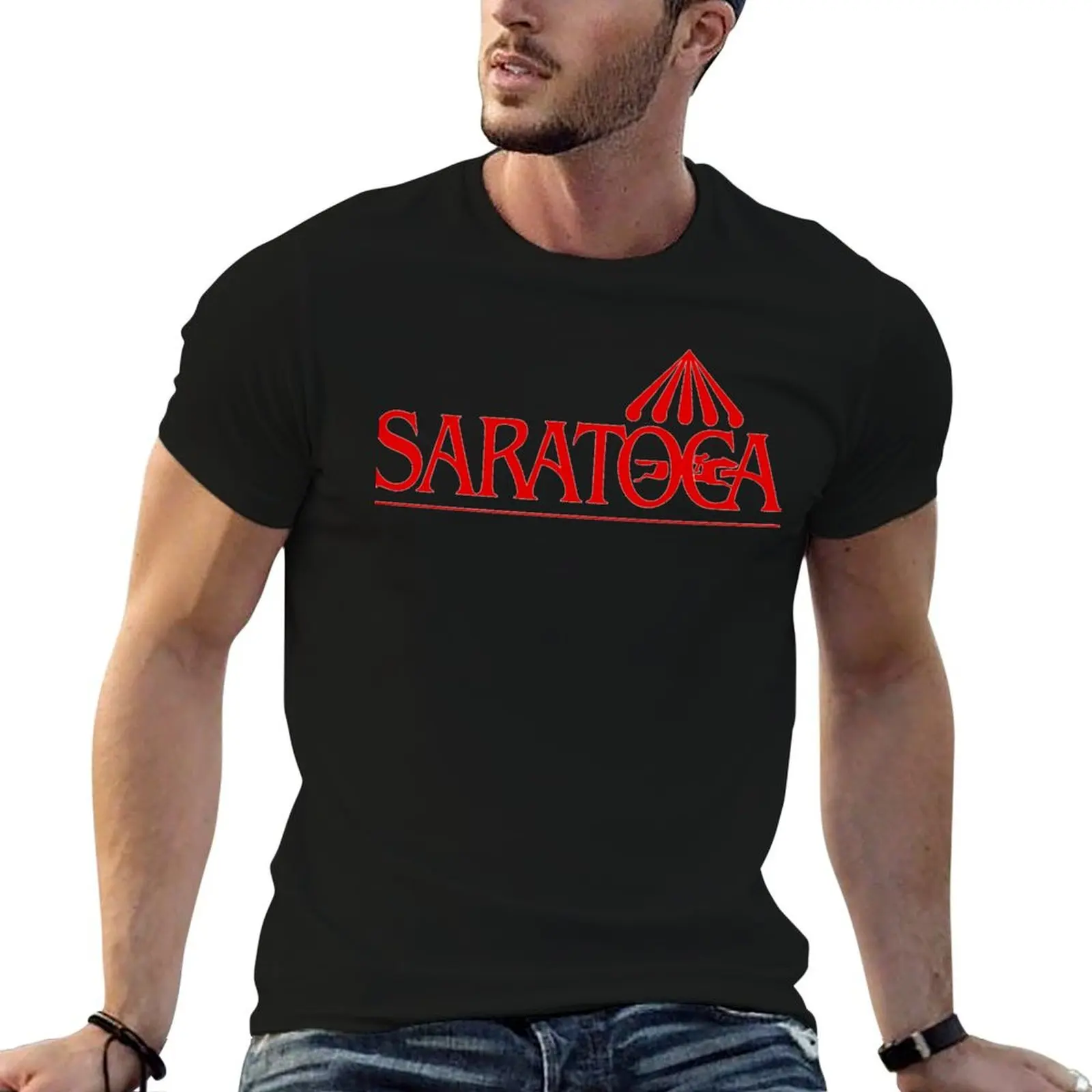 

Saratoga Springs Race Track Sticker T-Shirt t shirt men 100% cotton luxury brand man t shirts graphic T-Shirt