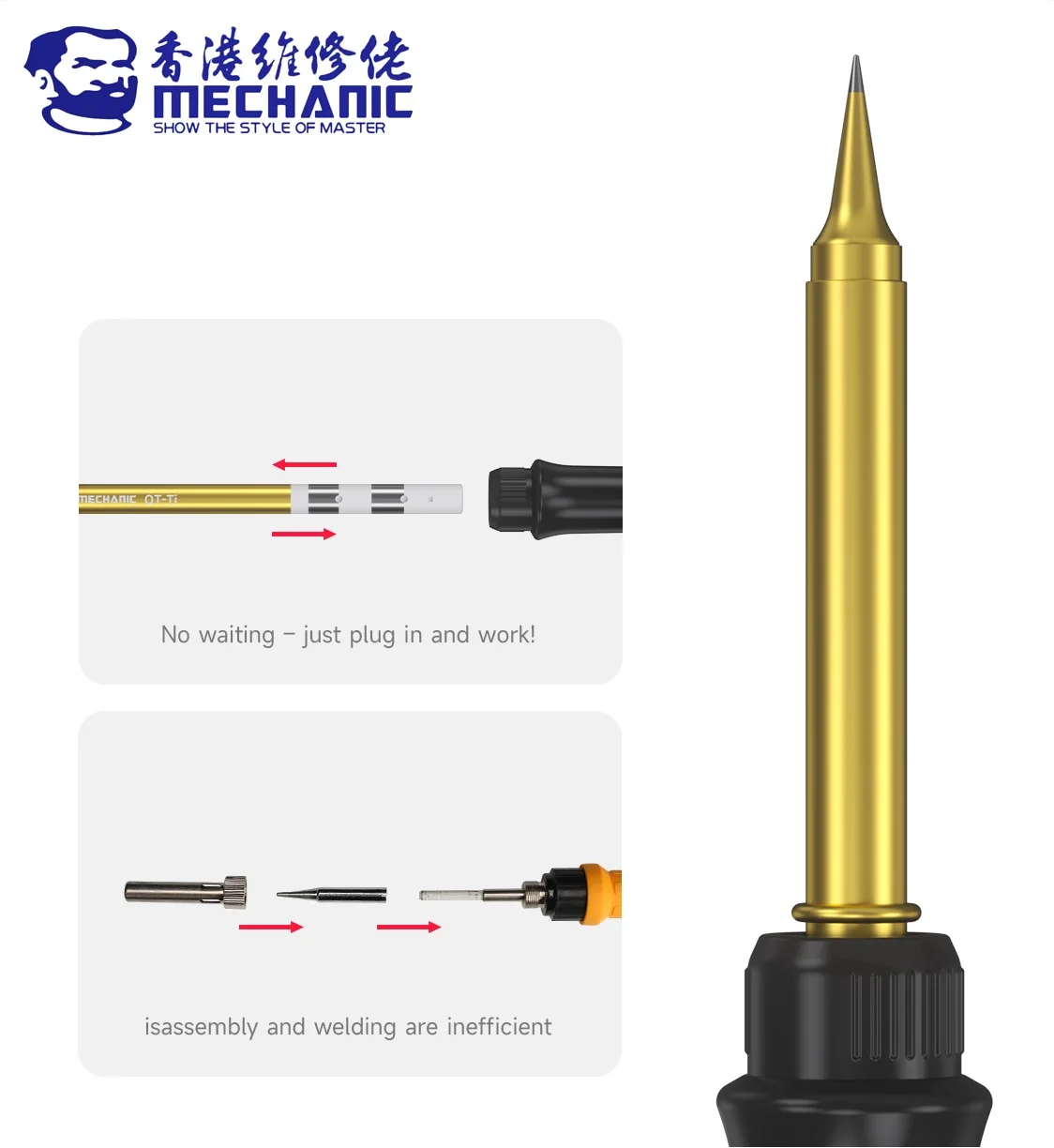 ميكانيكي OT سلسلة طويلة سبيكة لحام تلميح متكامل سريع التدفئة خالية من الأكسجين النحاس الأساسية لمحطة إعادة العمل لحام T12 950