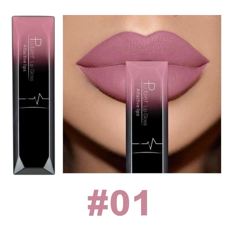 Matte Liquid Lipstick Waterproof Long Lasting Lip Gloss Tint Sexy Red Nude Purple Metallic Lipsticks Makeup Cosmetics