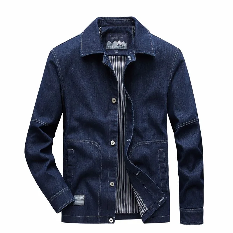 Autumn and Spring Fashion Trend American Vintage Solid Color Denim Jacket Men's Casual Loose Comfortable Sports Plus Size Coat