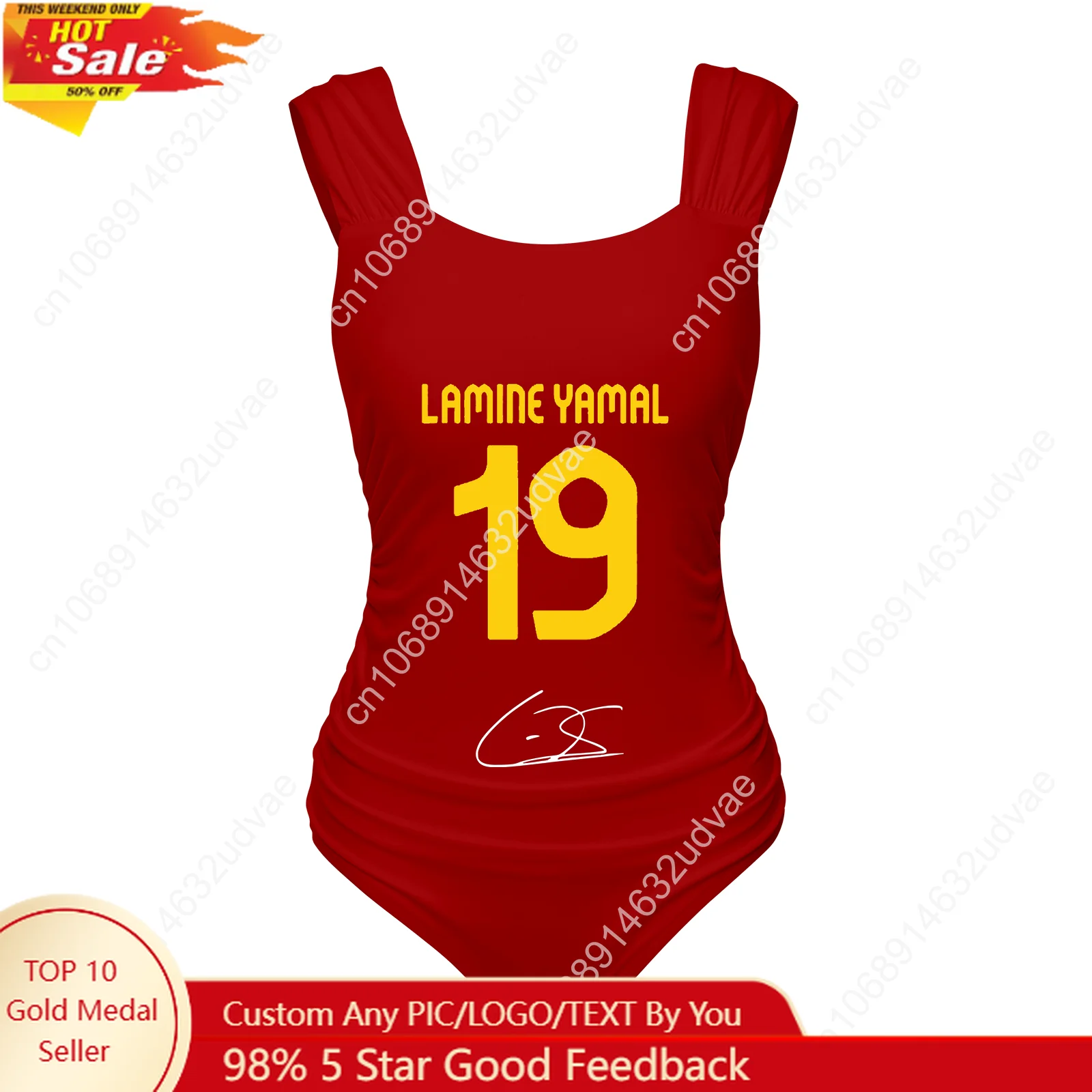 Yamal No.10 traje de baño de una pieza con tirantes anchos, trajes de baño para mujer, Bikini Sexy a medida con estrella de fútbol de España, ropa de playa personalizada