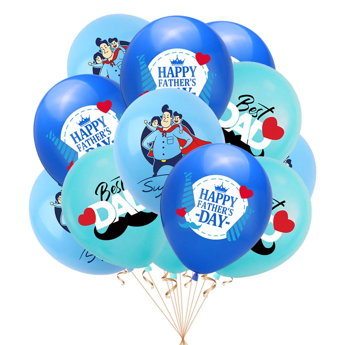 Latex Balloons for Father's Day Theme Party, Best Dad, Super Dad, 12in