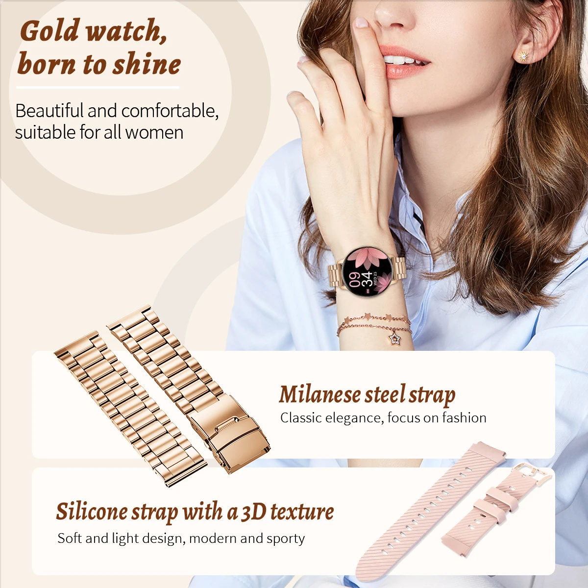 LIGE Smartwatch moda per uomo donna chiamata Bluetooth orologi sportivi fitness impermeabili ossigeno nel sangue smartwatch donna sana uomo