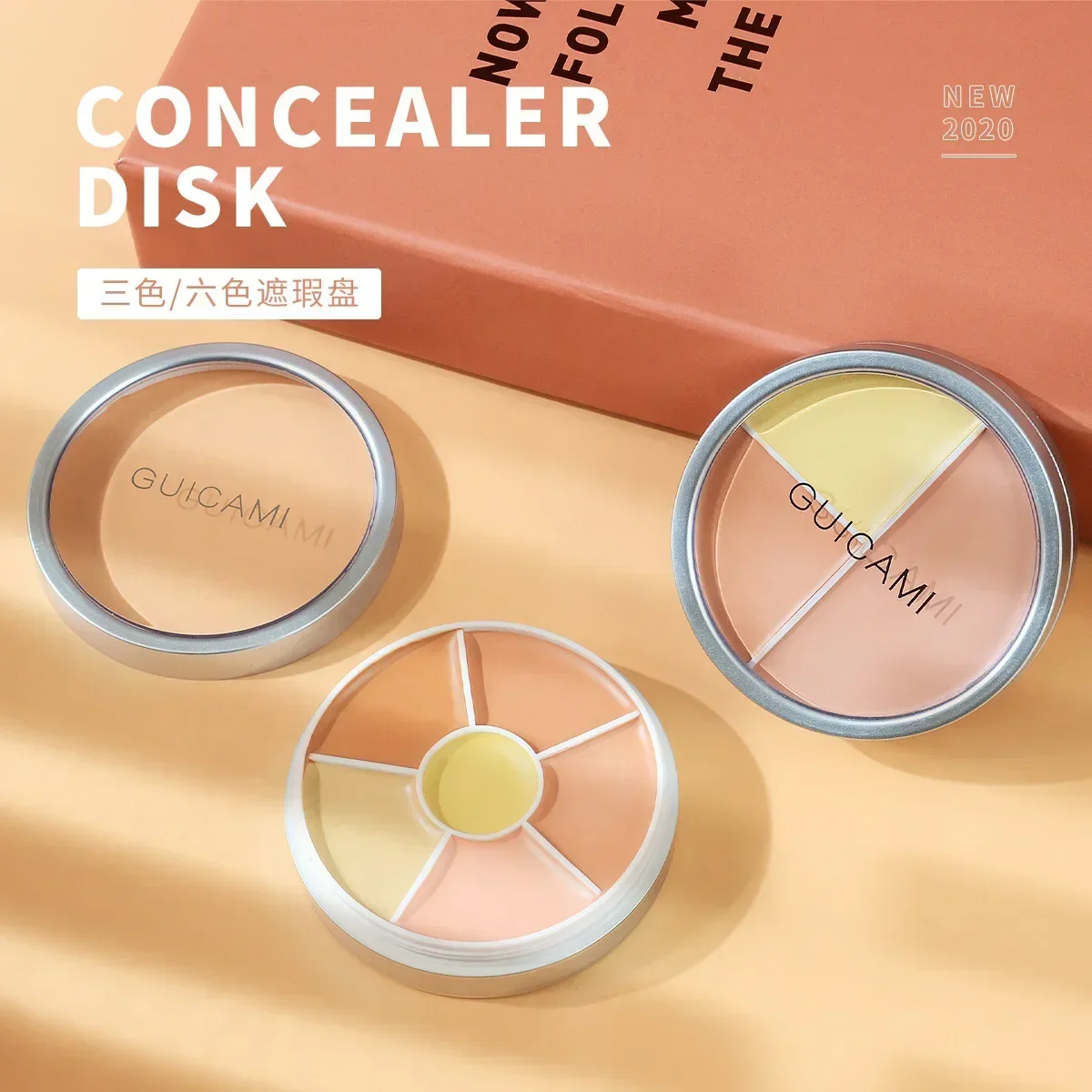 Guicami Six-Color Concealer Plate Three-Color Concealer Cover Facial Acne Spots Contour Palette Whitening Cream  Base Facial