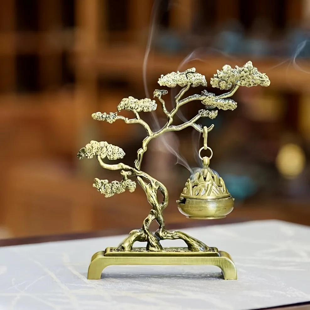 A Small Tree-shaped Incense Holder Made of Zinc Alloy, Suitable for Burning Coil Incense. Ideal for Yoga Studios, Home Decor,