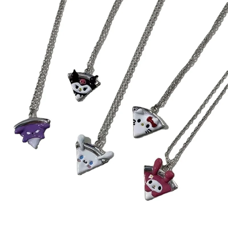 Sanrio Hello Kitty Magnetic Necklace Kulomi Baku Cinnamon Dog Melody Cartoon Necklace Girlfriend Couple Kids Holiday Gift