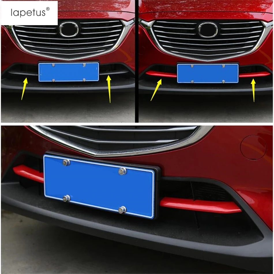 Front Head Bottom Below Grille Grill Strip Decoration Cover Trim For Mazda CX-3 CX3 2016 - 2021 Red Chrome Accessories Exterior