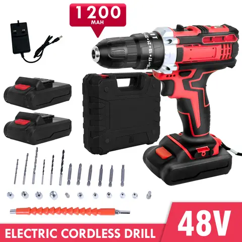48V Electric Screwdriver Cordless Drill Set Cordless 450w Brushless 25+1 torque with Lithium 1200mAh Battery Charger Tool Kit