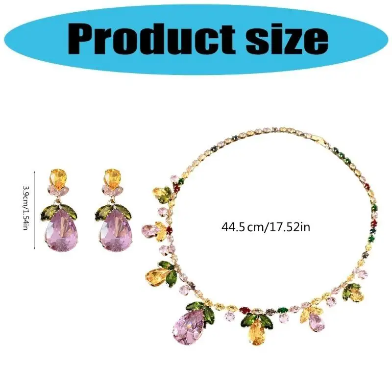 A52E الحديثة زركونيا دمعة ليف طقم مجوهرات خفيفة الوزن زركونيا ليف قطرة قلادة أقراط مجوهرات الزينة للحفلات