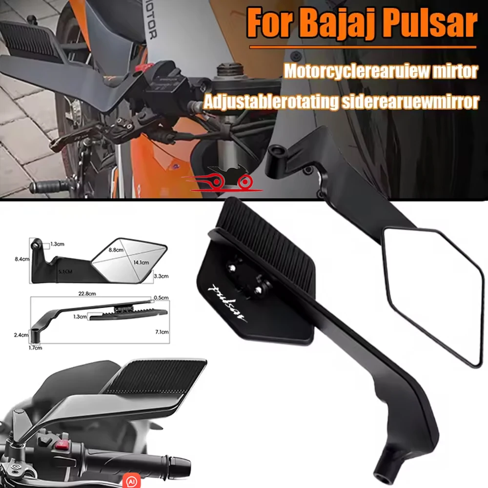 

For bajaj pulsar ns200 ns160 2012-2023 2024 motorcycle accessories stealthy wing mirrors for rotating adjustable mirror