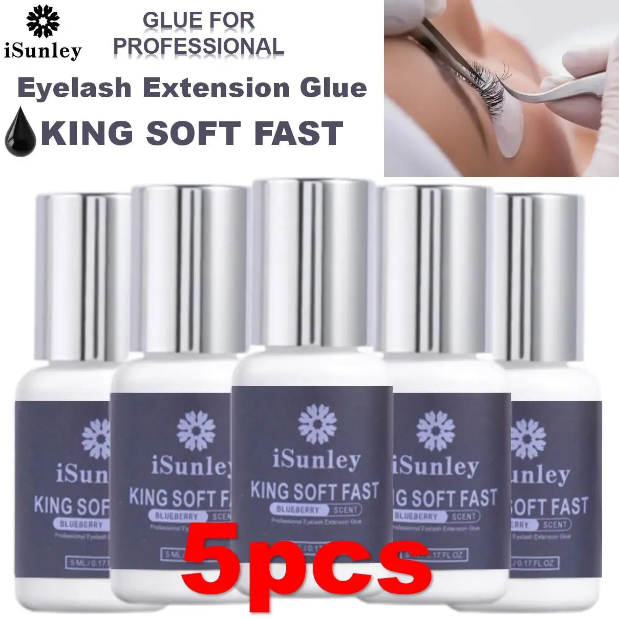 

5pcs 0.5 Second Fast Drying Strong False Eye Lash Extension Glue Adhesive Retention 5-7 Weeks No Irritant Eyelash Glue ISunley