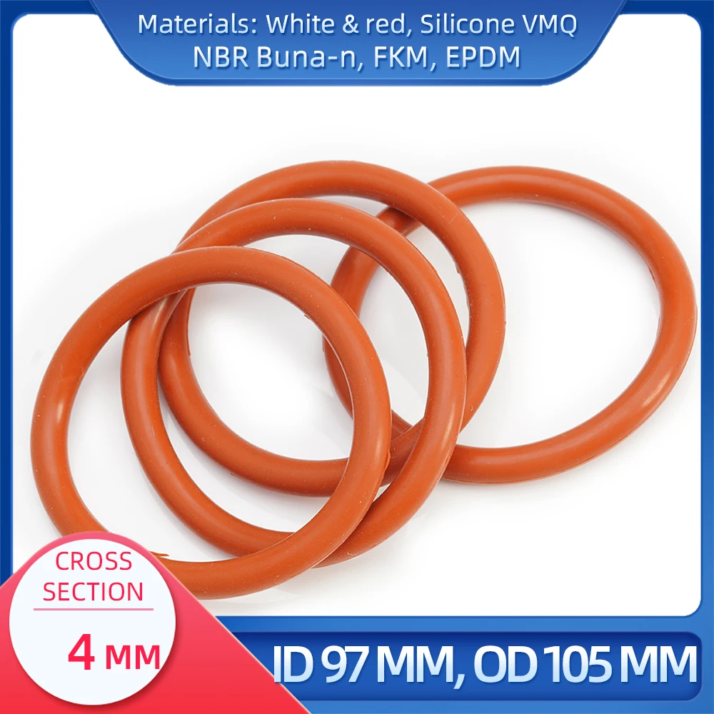 O Ring CS 4 mm ID 97 mm OD 105 mm Material With Silicone VMQ NBR FKM EPDM ORing Seal Gask