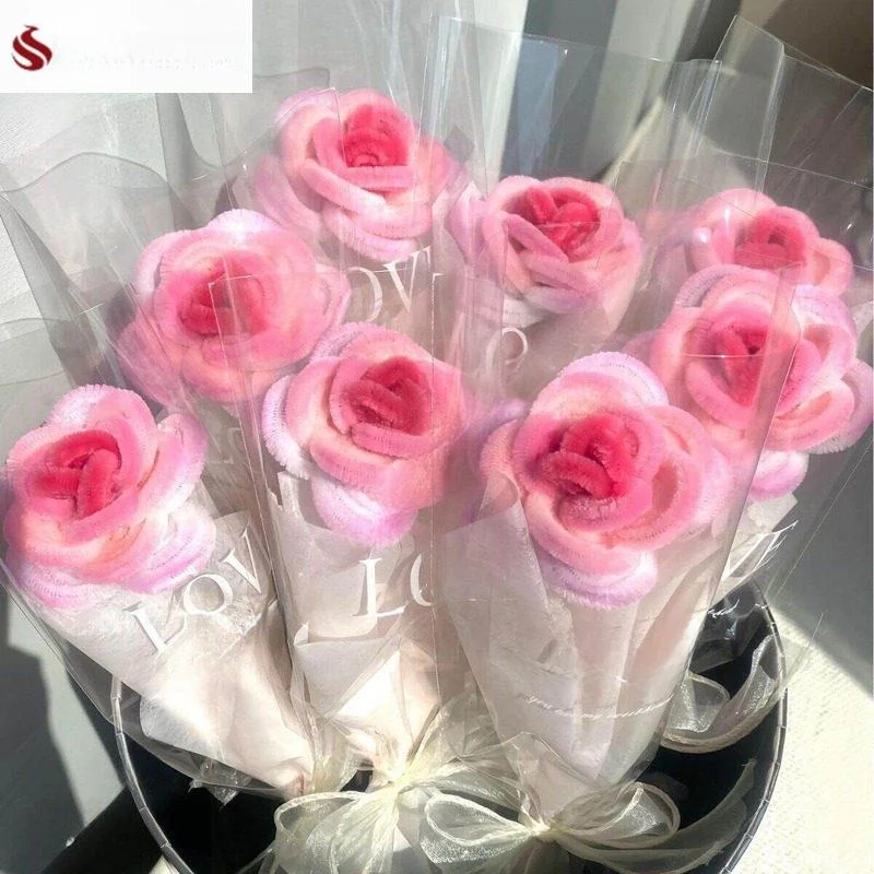 

Handmade Valentine's Day Rose Bouquet Artificial Flower Single Stem 520 Flower Arrangement Creative Gift Box Korean Style