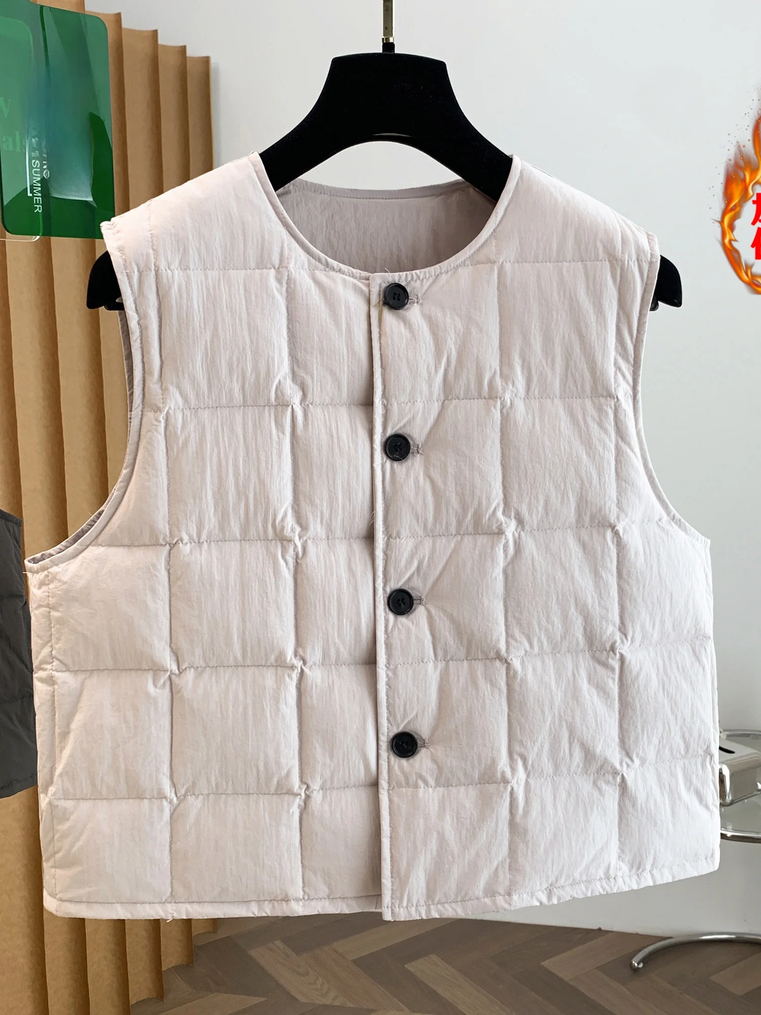 Slim Fit Cotton Blend Grid Pattern Vest Women's Lightweight Warmth Layering Shirt Spring Autumn Fashion Commute Style Button ...