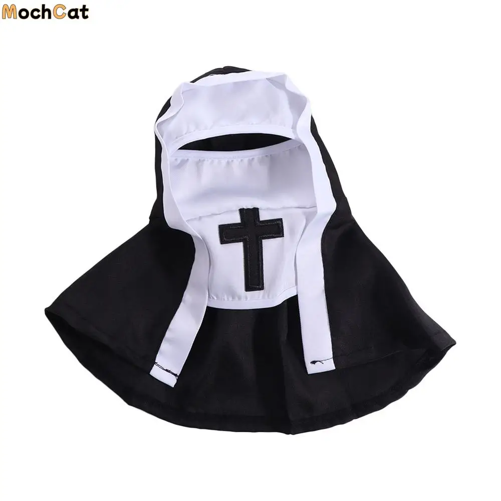 

Cat Puppy Pet Nun Cloak Role Play Breathable Pet Cat Halloween Costumes Black/white Soft Cat Cosplay Costume Sets