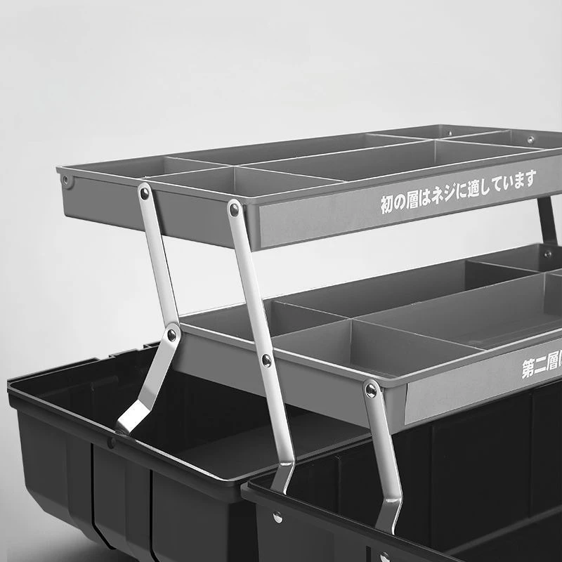 3 Tier Foldable Portable Toolbox Tool Organizer Heavy Duty Plastic Carry Case Multifunctional Electrician Mechanic Home Repair